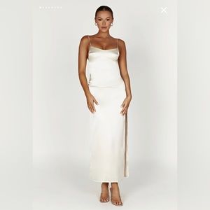 Satin Slip Maxi dress (XS) Ivory